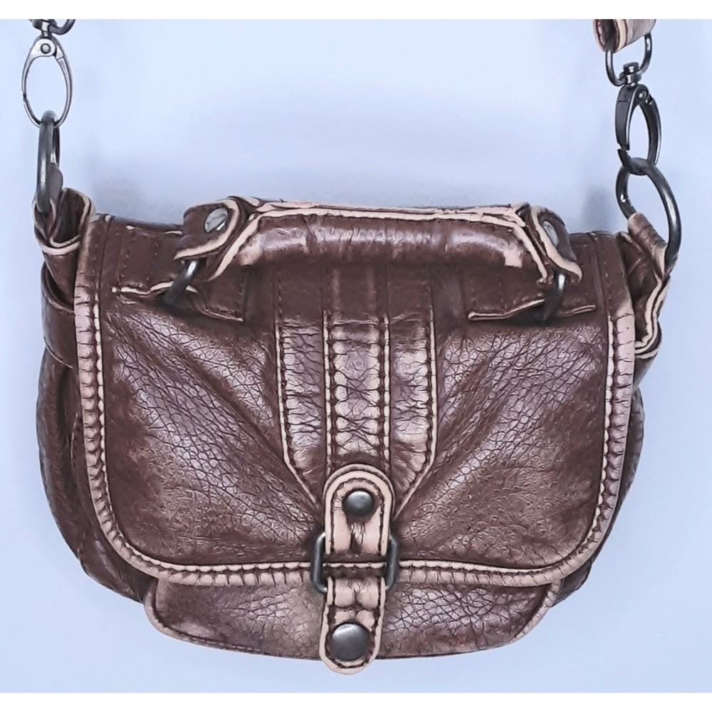💎Yik Fung Crossbody Bag Distressed Vegan Leather Multi-Pocket Adjustable Strap